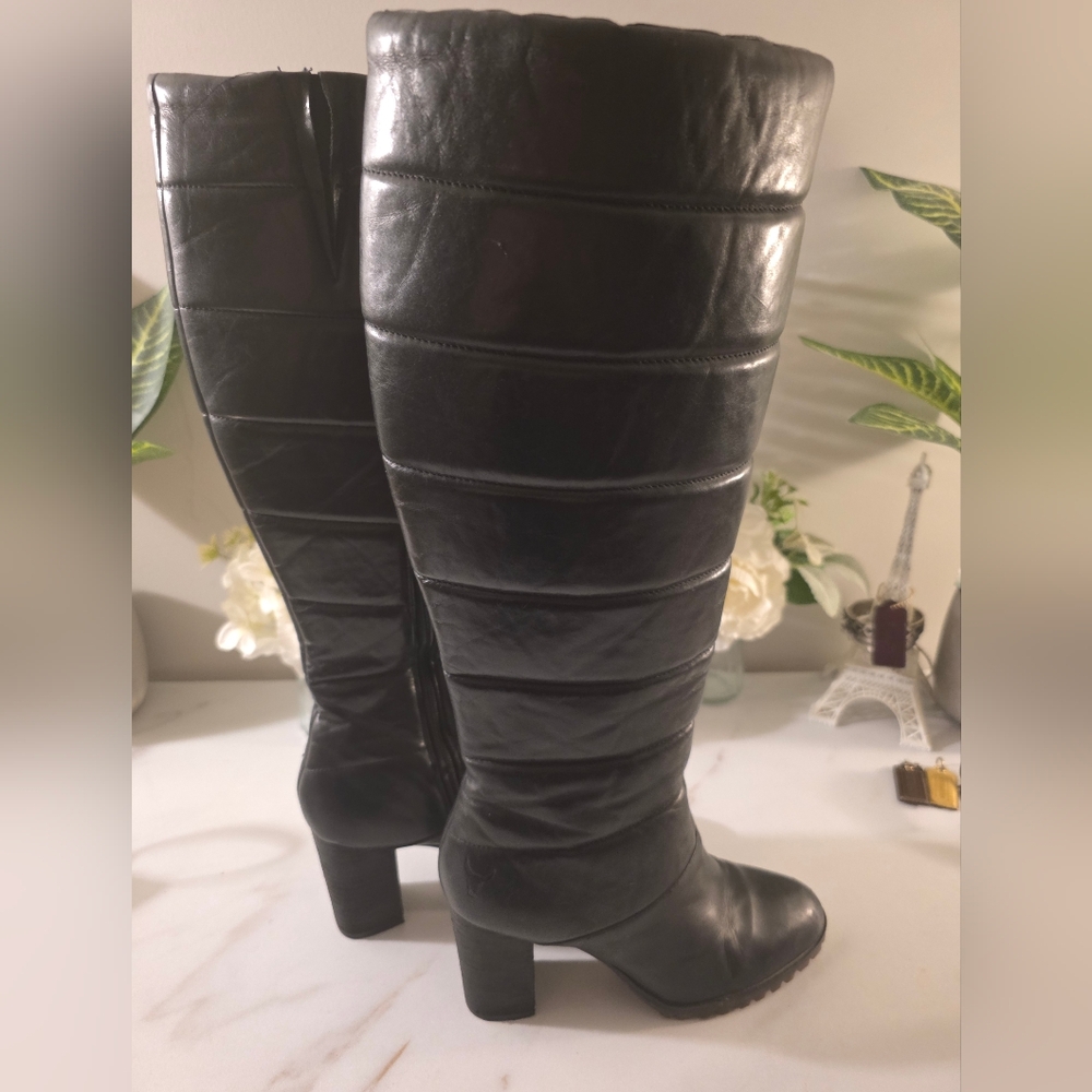 RUDSAK Black Quilted Leather Knee-High Boots